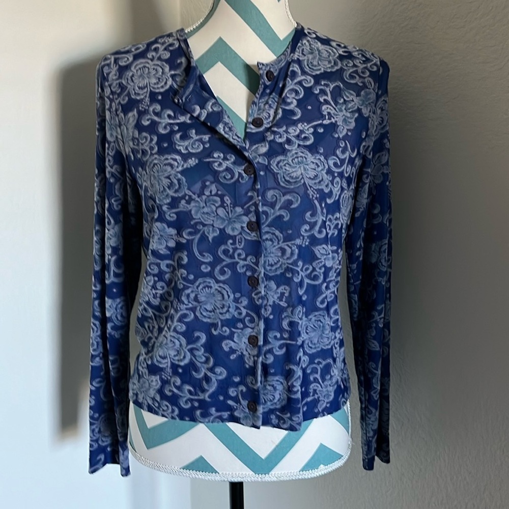 The Limited long sleeve button down purple patterned shirt, size medium